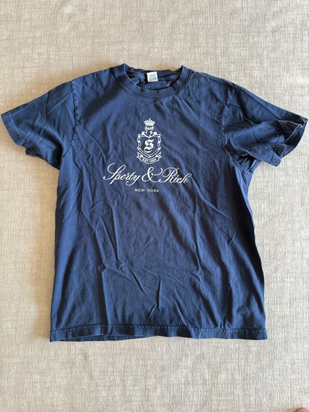 Sporty & Rich Navy Logo T-Shirt